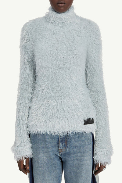 Faux fur turtleneck sweater