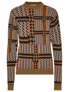 DUSK KNITTED BLOUSE - ORANGE MIXED CHECKS