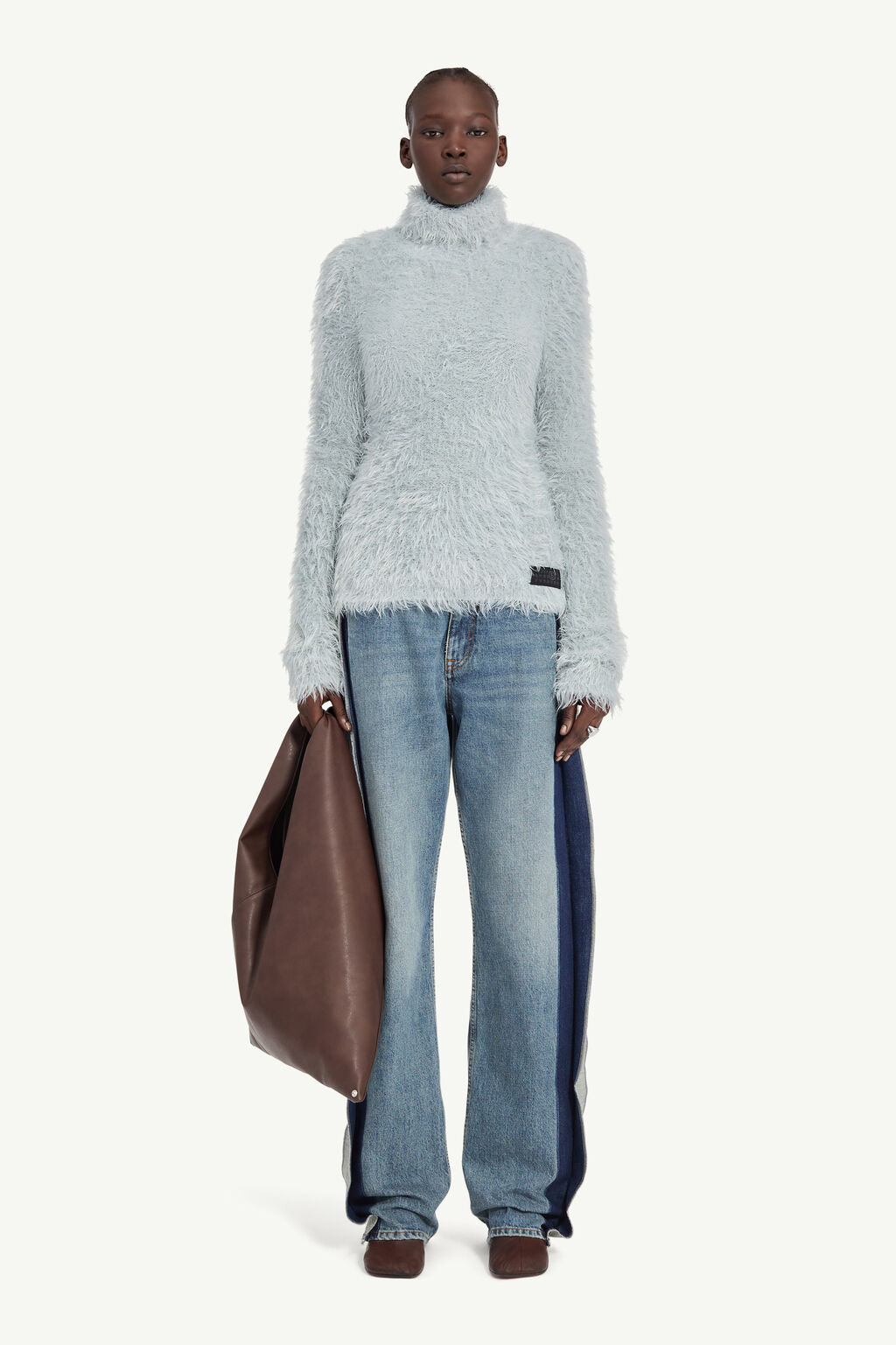 ニット+セーター Fur Knitted High Neck Top - grey Fur Knitted High Neck Top - grey - Mame Kurogouchi