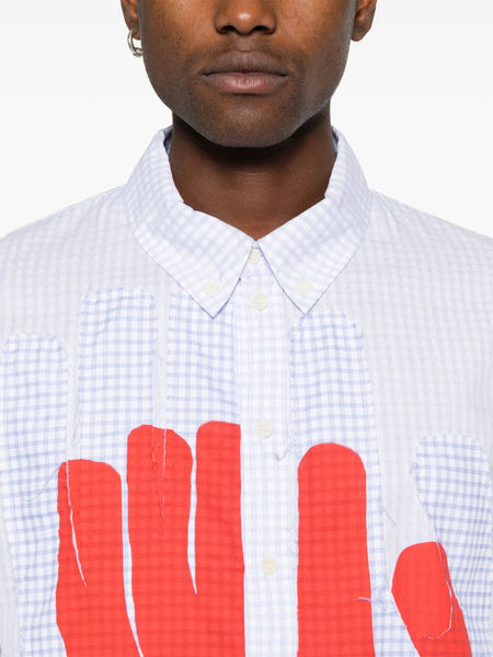 Block Shirt - White Blue Grid