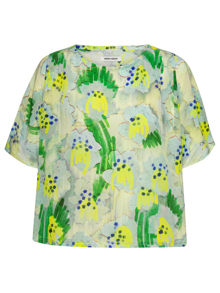 Frown Silk Blouse - Spraycan White Green