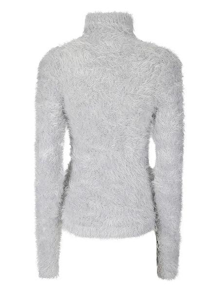 Faux fur turtleneck sweater
