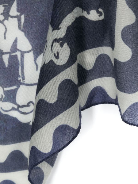 BOXING LIGHT WOOL SCARF - NAVY WHITE FIGHTER