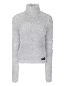 Faux fur turtleneck sweater