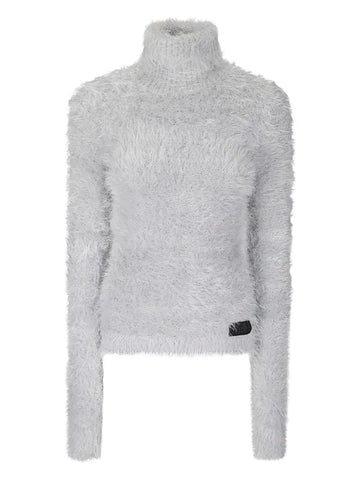 Faux fur turtleneck sweater