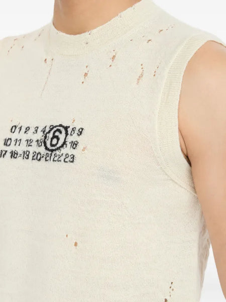 distressed sleeveless top