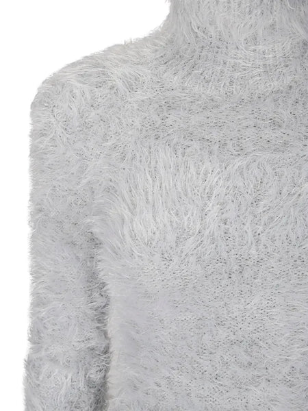 Faux fur turtleneck sweater