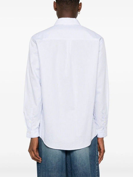 Block Shirt - White Blue Grid