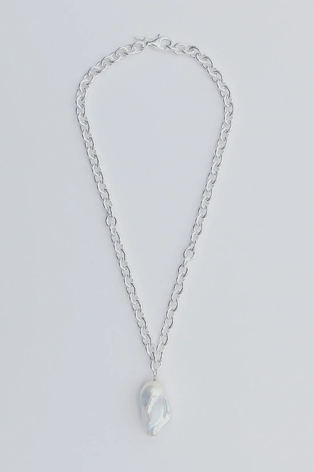 BAROQUE PEARL ROUND LINK NECKLACE