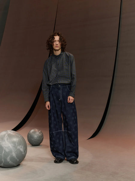 Dart Denim Pants - Needle Punch Dots