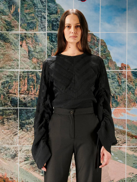 Wrinkle Top Plisse - Black