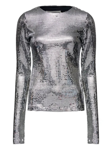 metallic long-sleeve shirt