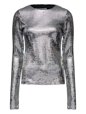 metallic long-sleeve shirt