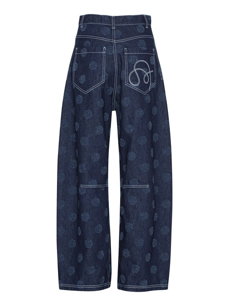 Dart Denim Pants - Needle Punch Dots