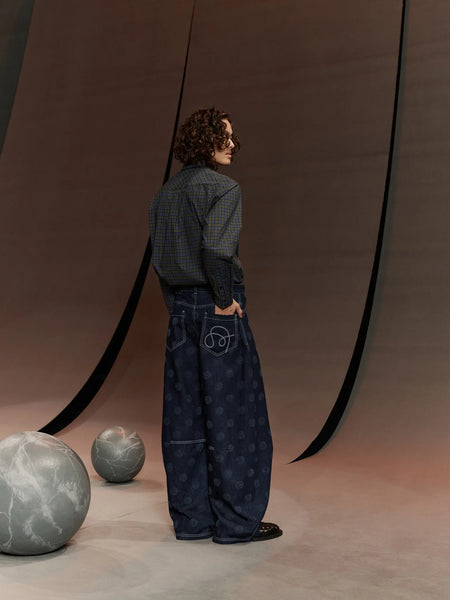 Dart Denim Pants - Needle Punch Dots