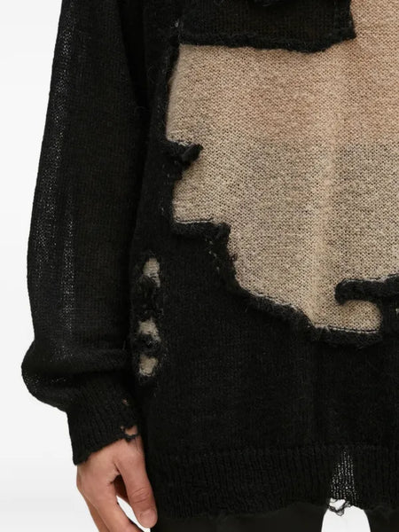 distressed-effect sweater