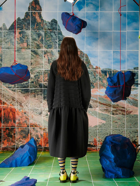 Hilly Plisse Dress - Black