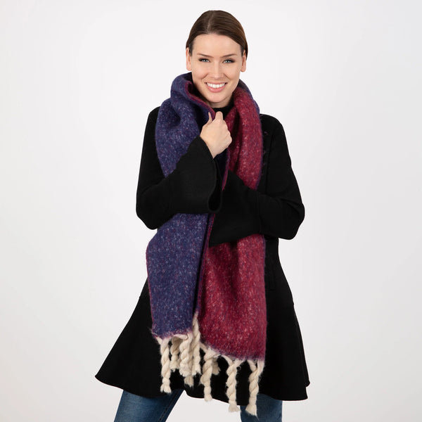Two-Tone Blanket Scarf with Tassels