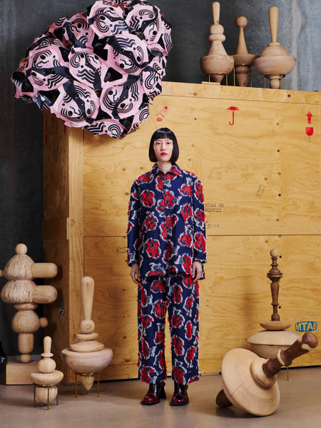Love You Blouse - Red Navy Birdy