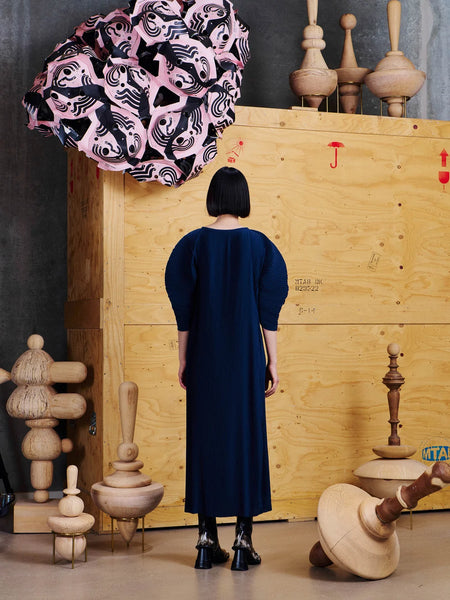 Lupu Plisse Dress - Dress Blues