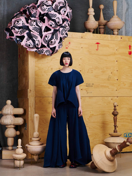 Wrist Plisse Pants - Dress Blue