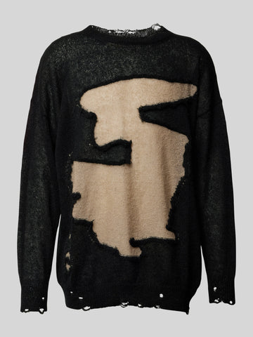 distressed-effect sweater