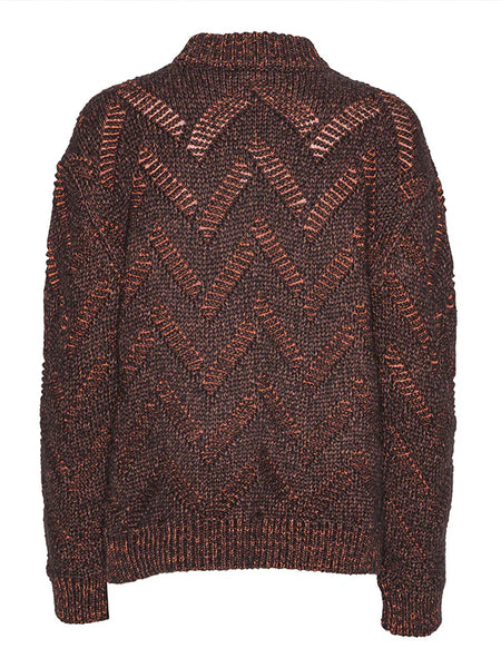 Flat Knitted Sweater - Flat Brown