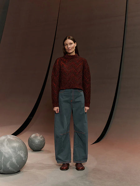Flat Knitted Sweater - Flat Brown
