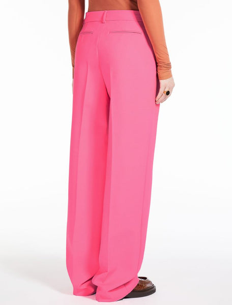 Wide-fit stretch wool trousers