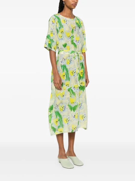 Frown Silk Dress - Spraycan White Green