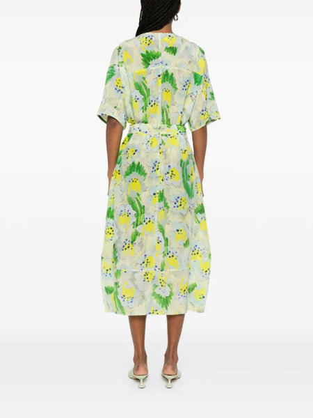 Frown Silk Dress - Spraycan White Green