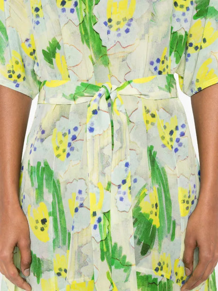 Frown Silk Dress - Spraycan White Green