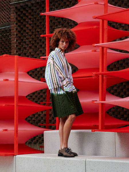Gather Dress - DipDye Stripes