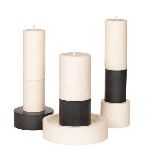 Mid Candle and Holder Set - Black