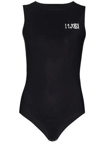 logo sleeveless bodysuit blk